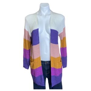 STACCATO Striped Cardigan Sweater Long Sleeve Open Front Small